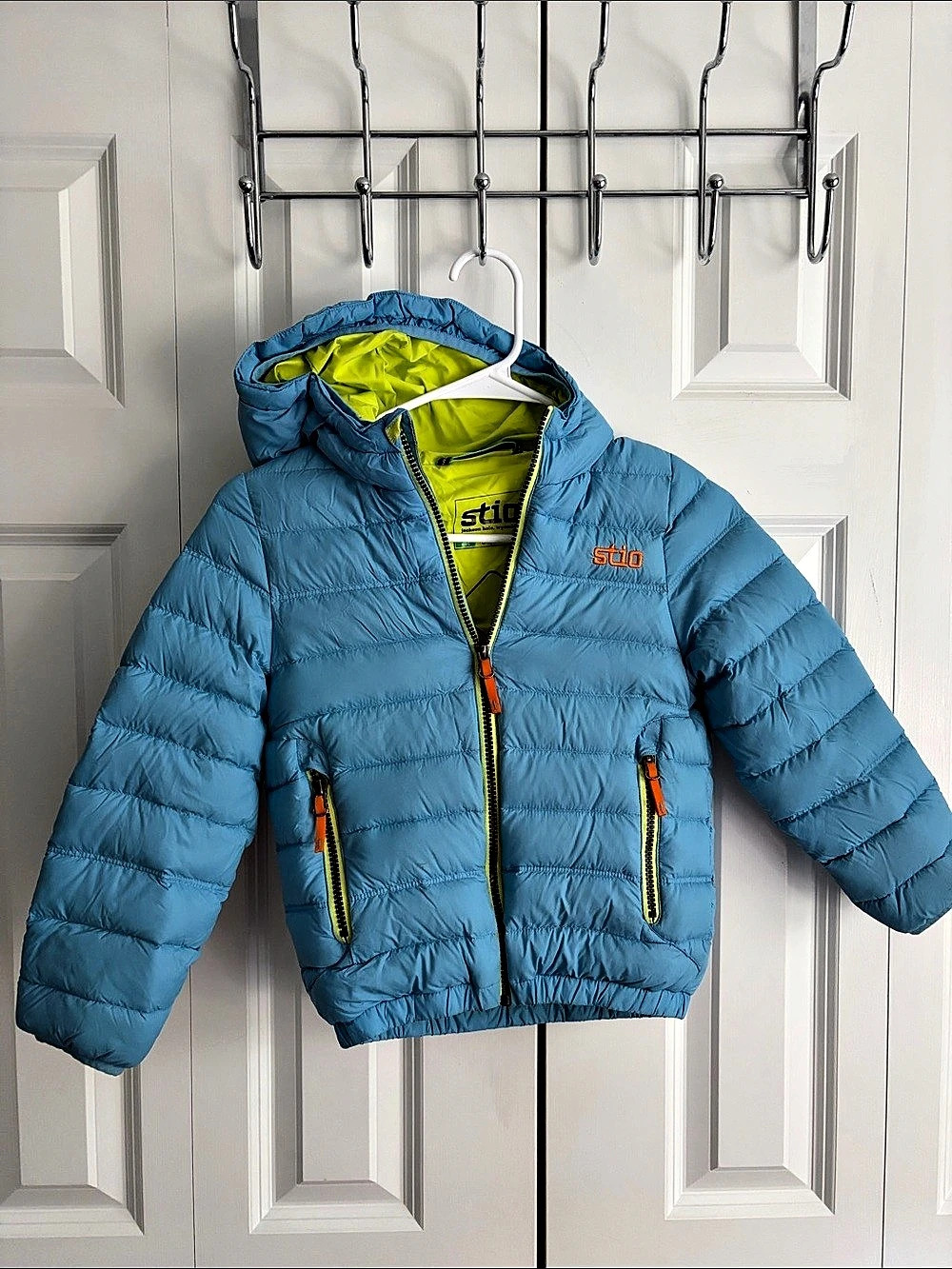 Stio Kids' Hometown Down Hooded Jacket Kids Blue Puffer Jacket Size 6